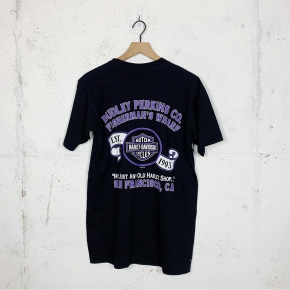 Harley Davidson Single Stitch Purple Graphic Print Tee Shirt - Picture 5 of 6